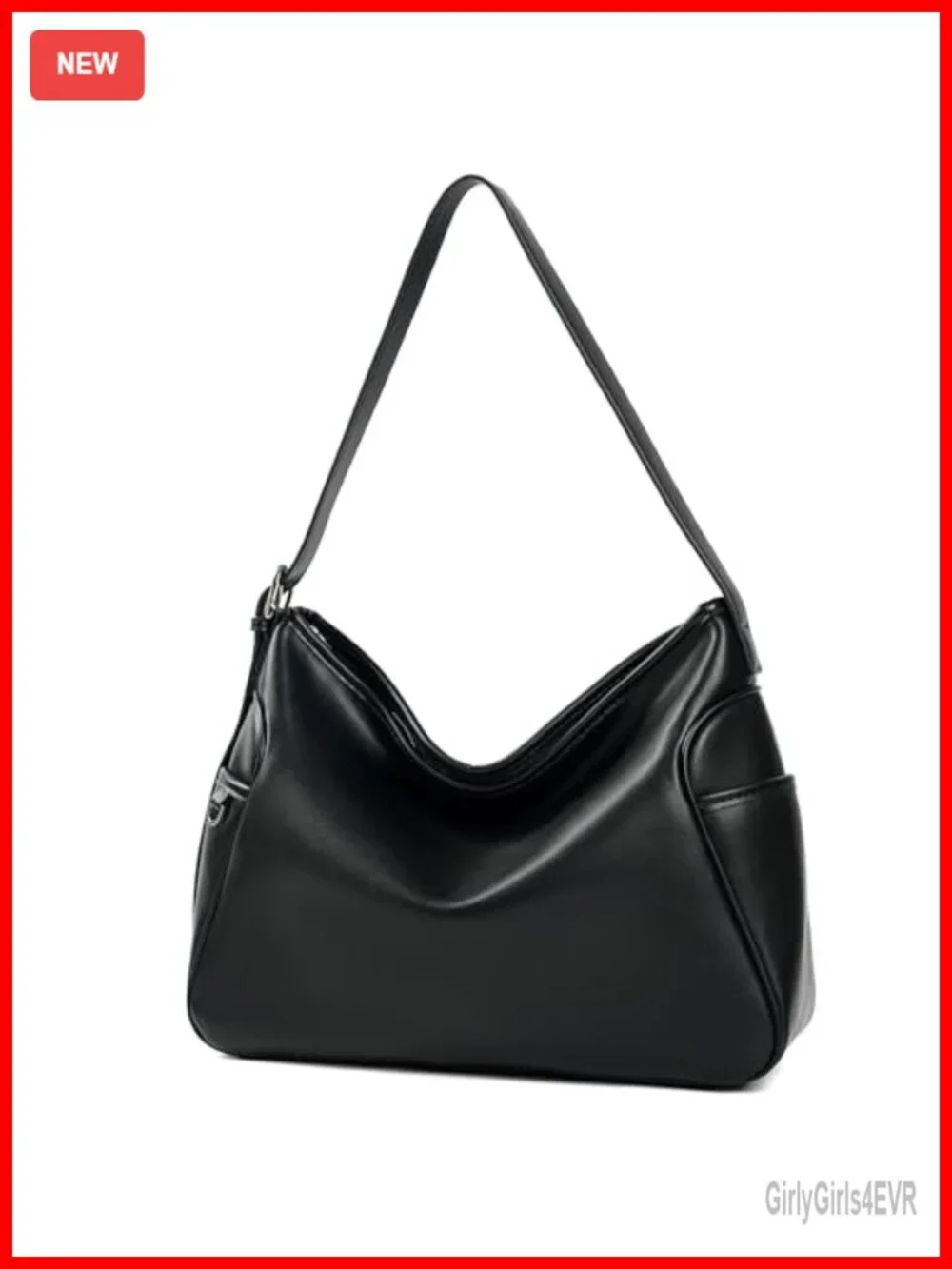Faux Leather Hobo Tote Bag with Shoulder Strap for Women
